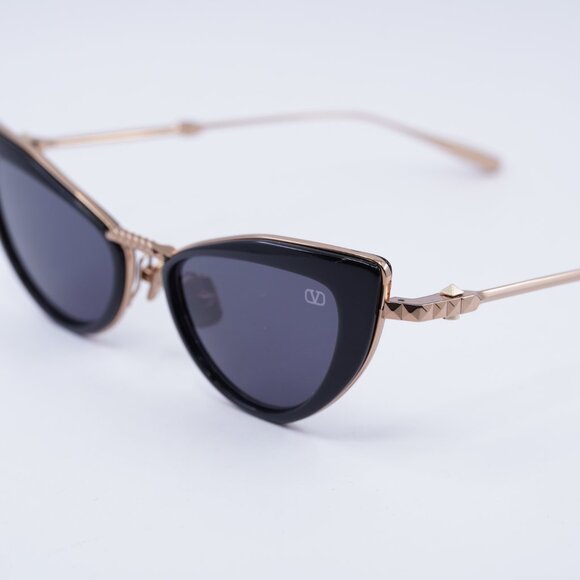 Valentino VIII VLS-102A Sunglasses Black/Rose Gold Cat Eye Frame, Grey Lenses main image 4